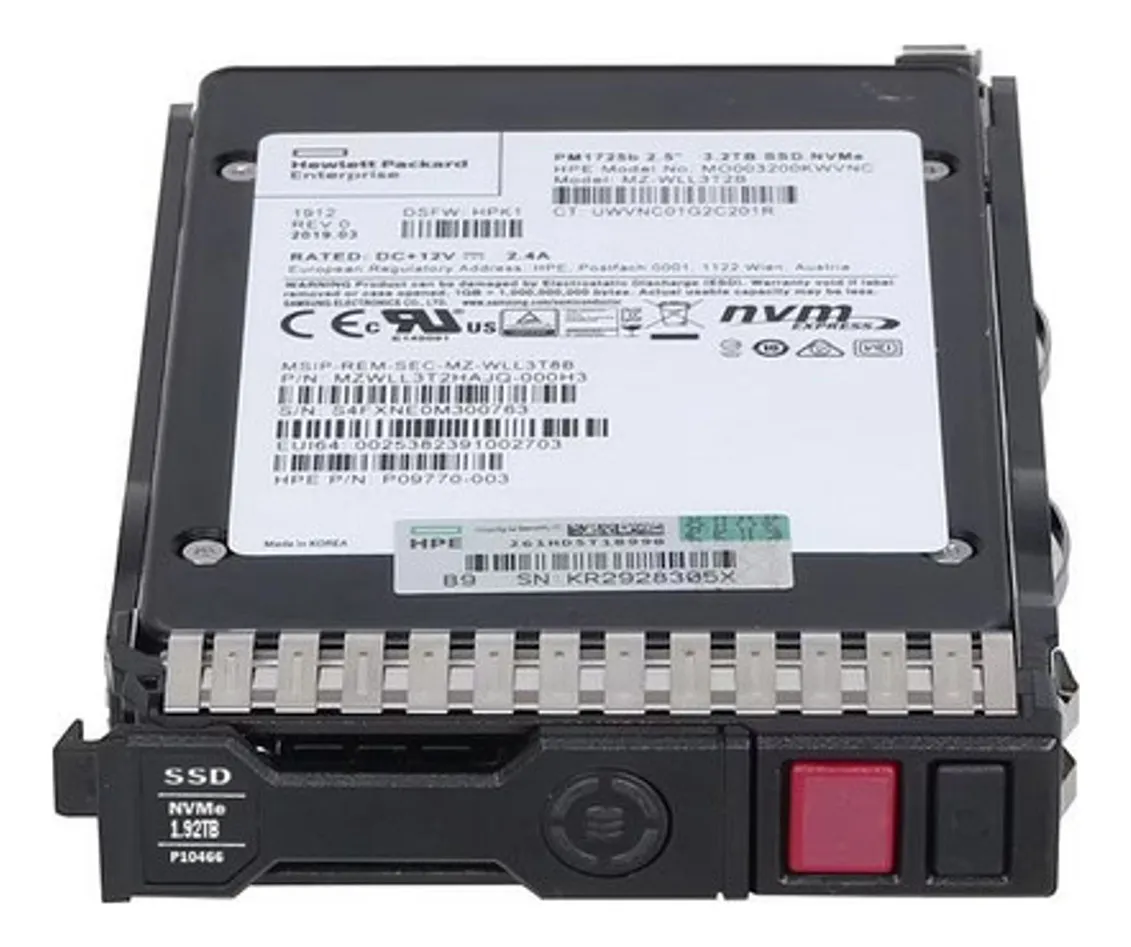 SSD HP 1.92TB, P10214-B21, 2.5, MP, NVME X4, READ INTENSIVE, G9, G10+
