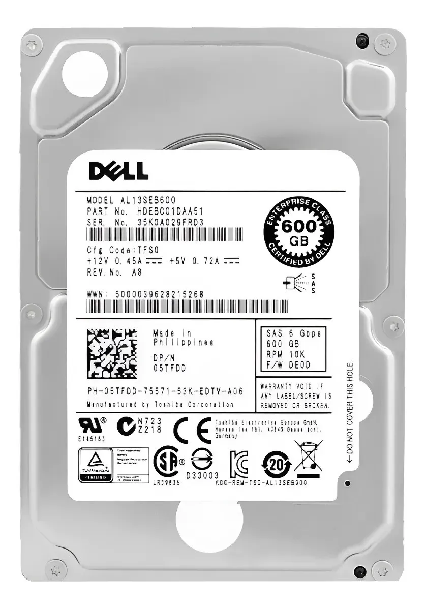 Hd Dell Enterprise 600gb, 2.5, Sas, 10k, 6gbps, G11 A G17