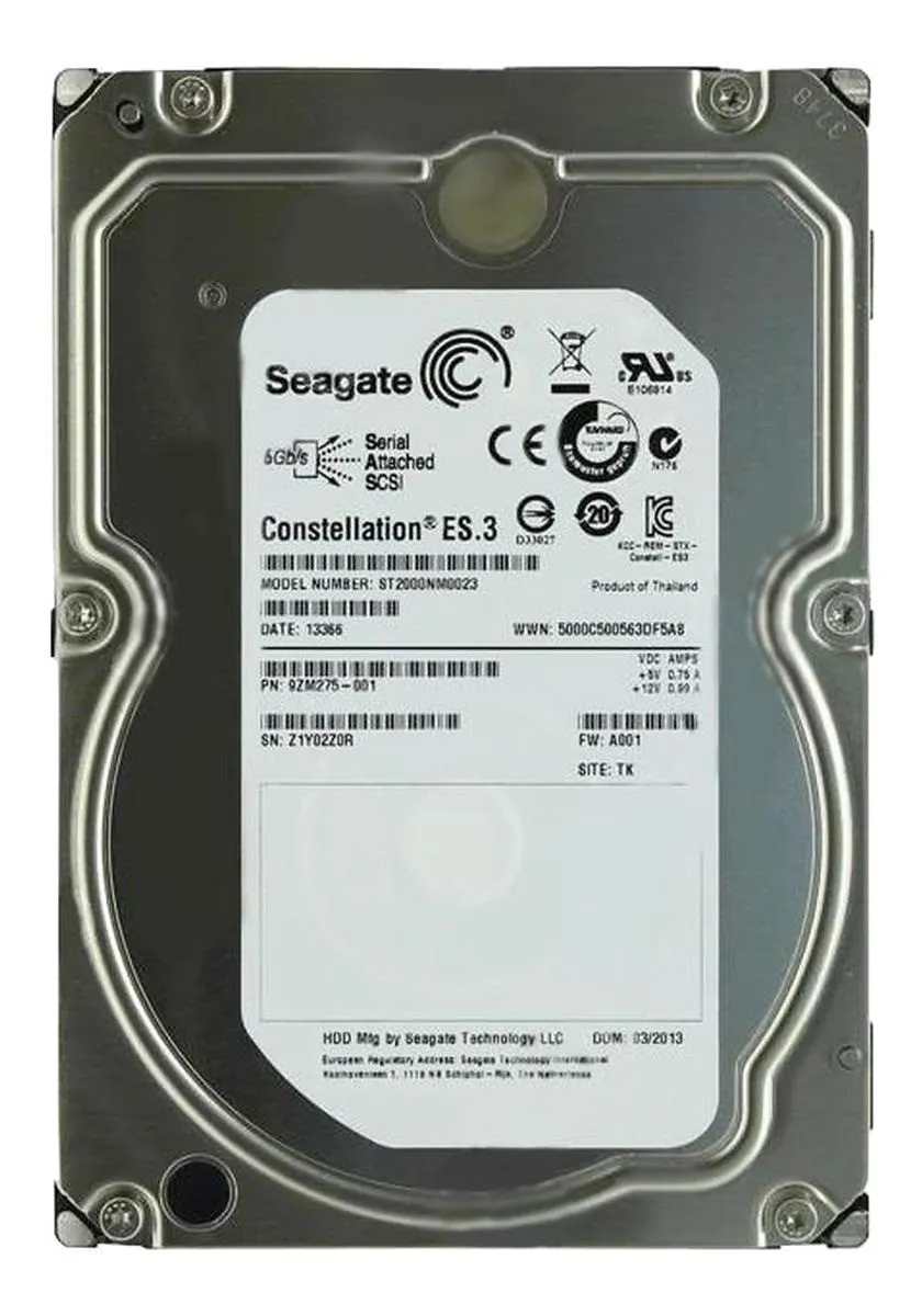 HD 2TB 3.5 SEAGATE CONSTELLATION ES.3 ST2000NM0023 7.2K SAS