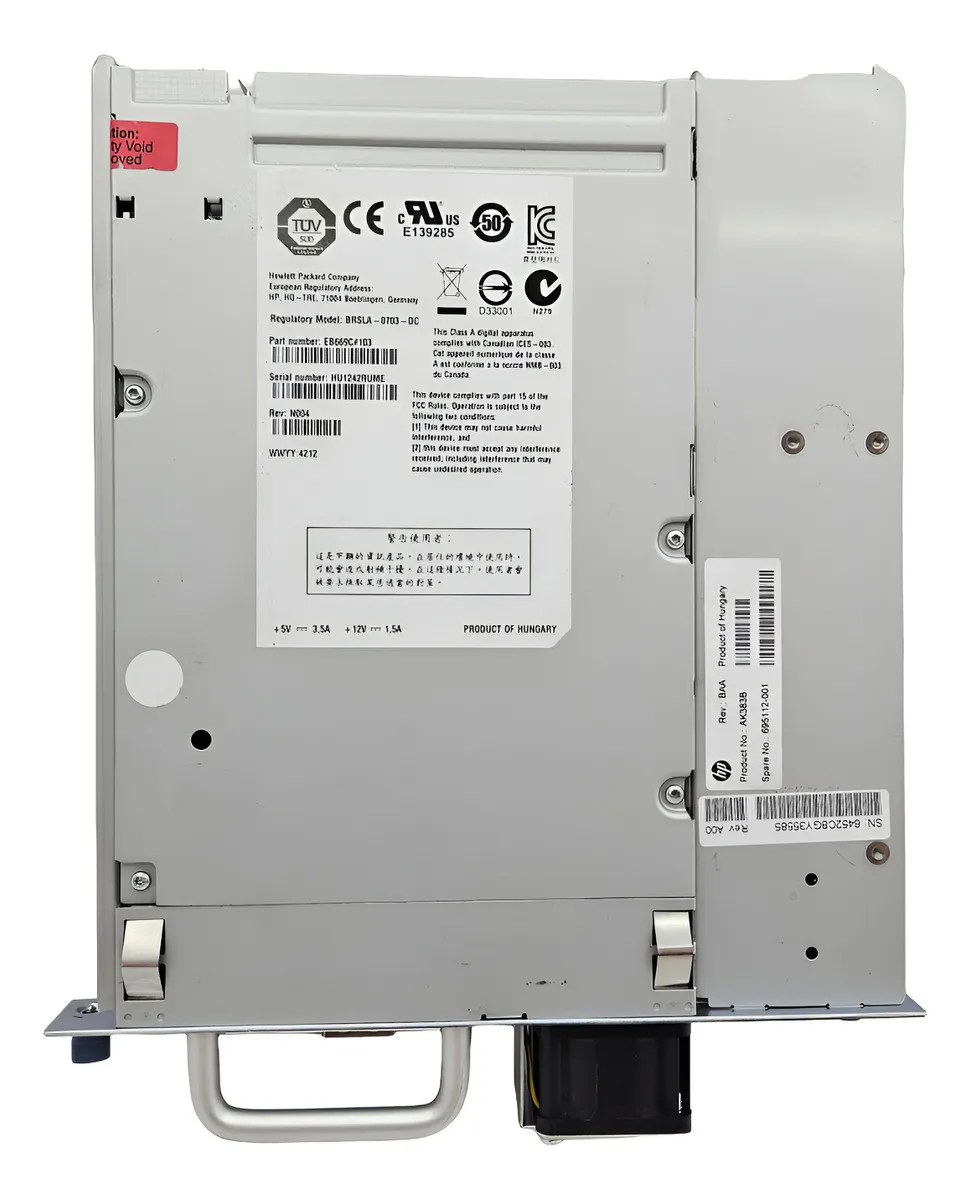 UNIDADE DE FITA INTERNA HP AK383B, BRSLA-0703-DC, 695112-001, EB669C, LTO4, SAS, ULTRIUM