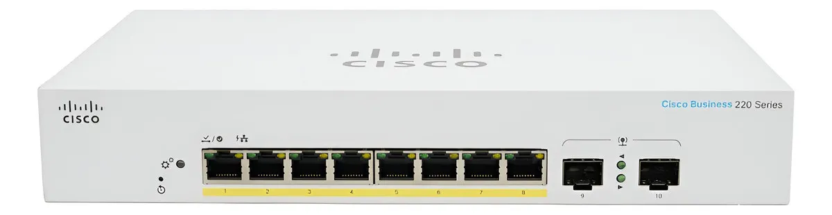 SWITCH CISCO BUSINESS 220 SERIES, CBS220-8FP-E-2G, 8 PORTAS POE, 2 UPLINKS SFP