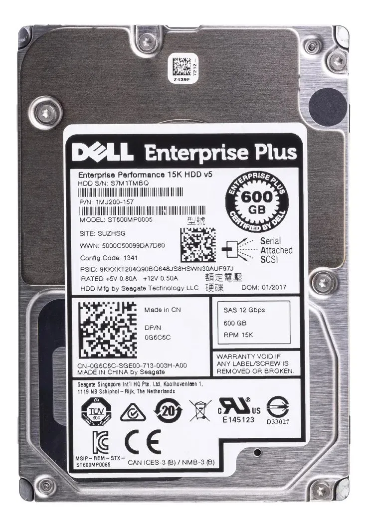 HD DELL 600GB, G6C6C, 2.5, SAS, 15K, 12GBPS