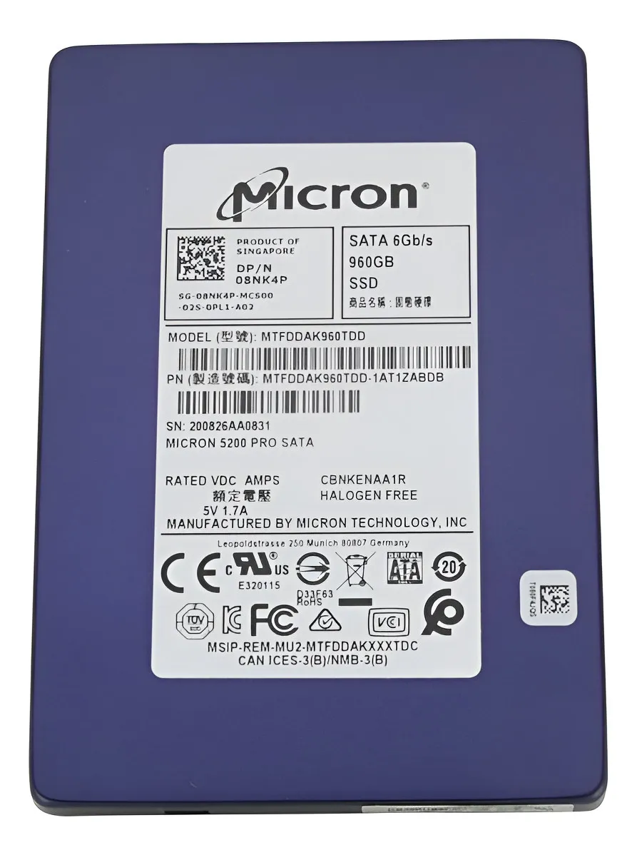 SSD MICRON ENTERPRISE 960GB, MTFDDAK960TDD, 2.5, SATA, 6GBPS