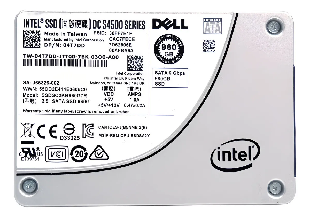 SSD DELL ENTERPRISE 960GB, 4T7DD, 2.5, SATA, 6GBPS, READ INTENSIVE, G11 A G17