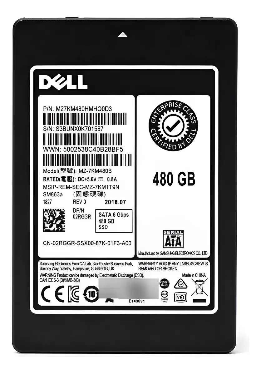 SSD Dell Enterprise 480gb, 2rggr, 2.5, Sata, 6gbps, Read Intensive