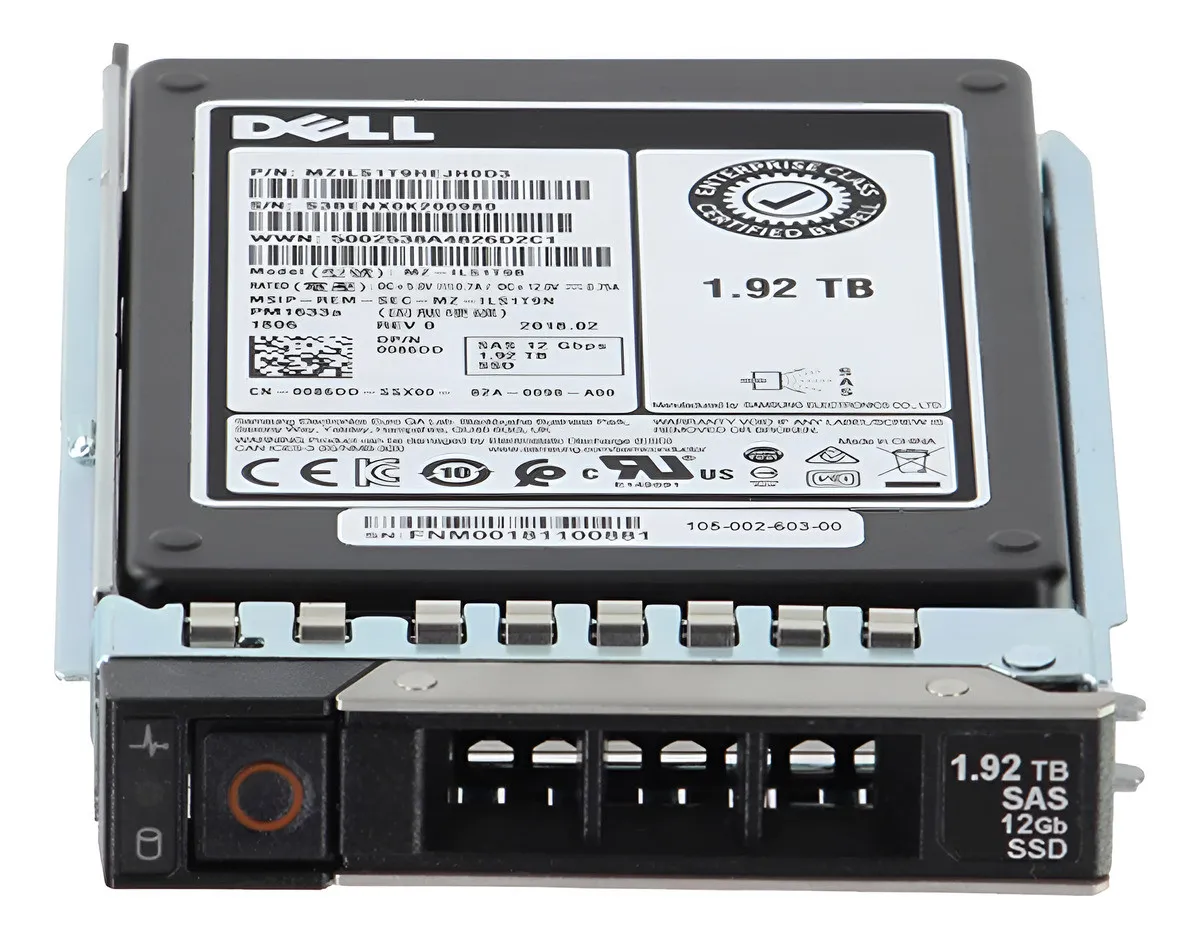 SSD DELL ENTERPRISE 1.92TB, 2.5, SAS, 12GBPS, READ INTENSIVE, G14 A G16, w/ DXD9H