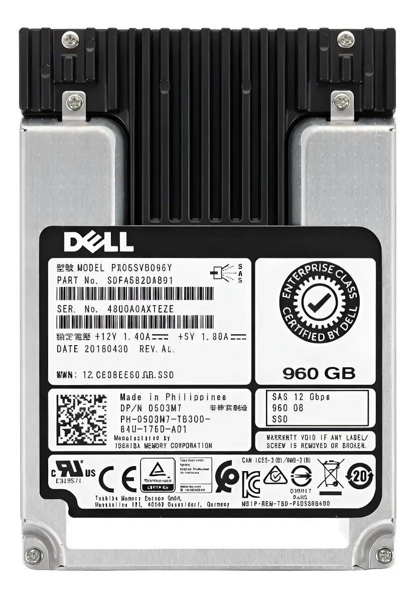 SSD DELL ENTERPRISE 960GB, 503M7, 2.5, SAS, 12GBPS, MIXED USE, G11 A G17