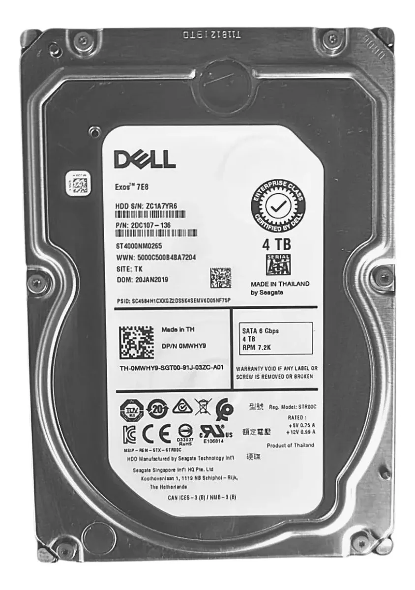HD Dell 4TB 0MWHY9 12G 7.2K 3.5 SAS G14