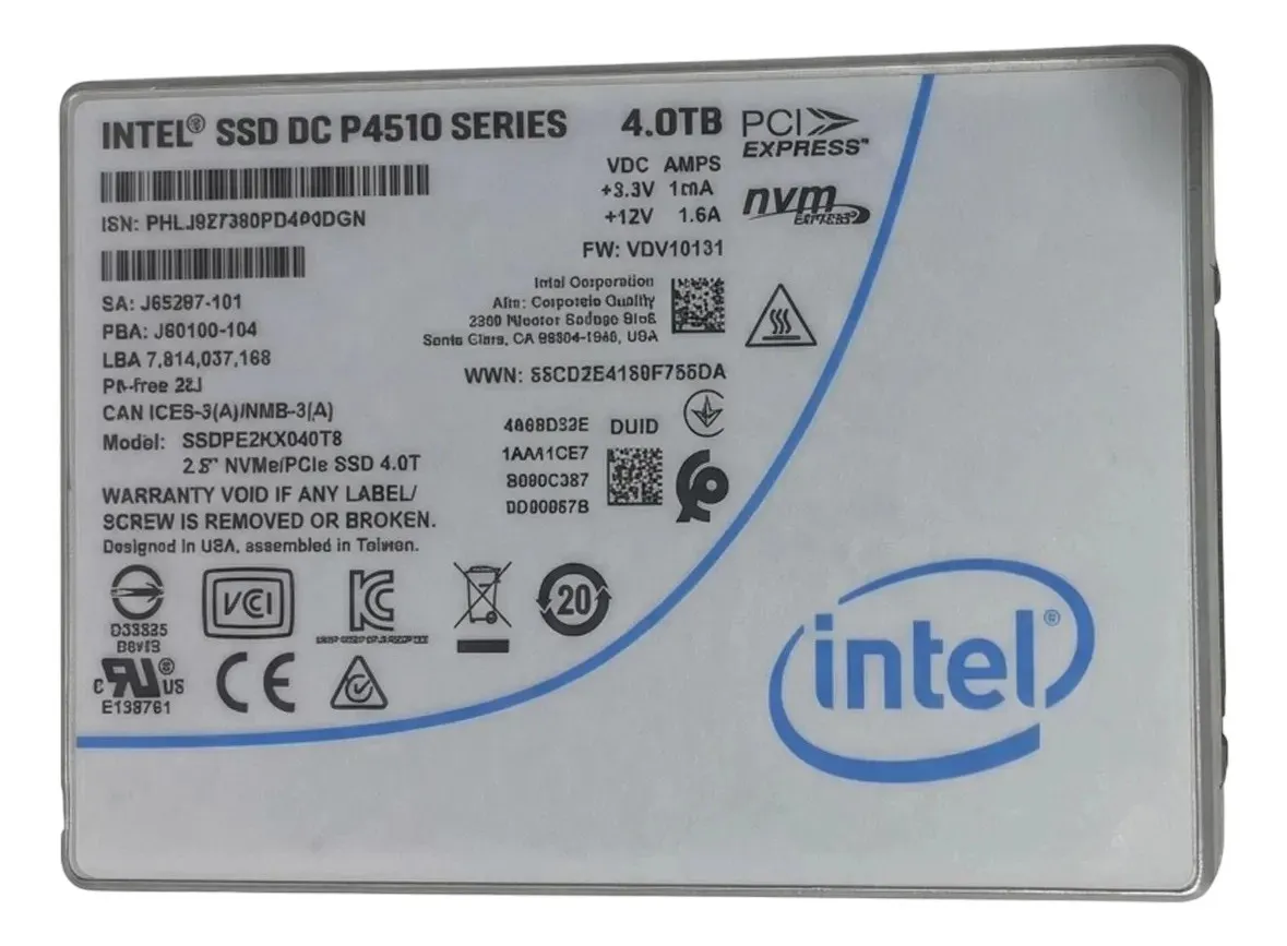 SSD INTEL 4TB SSDPE2KX040T8 DC P4510 PCIE 3.0 NVME 2.5 U.2