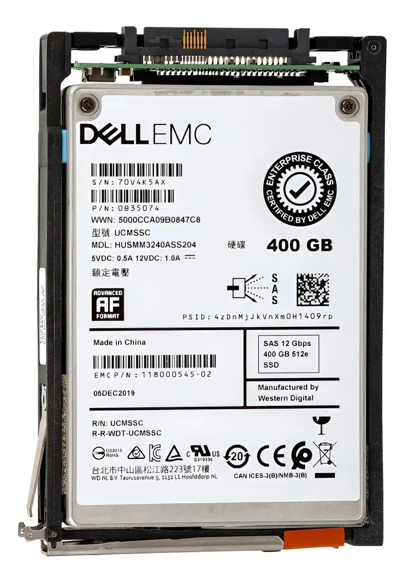 SSD DELL EMC 400GB, 005052254, 2.5, SAS, 12GBPS, UNITY 300 400 500 600
