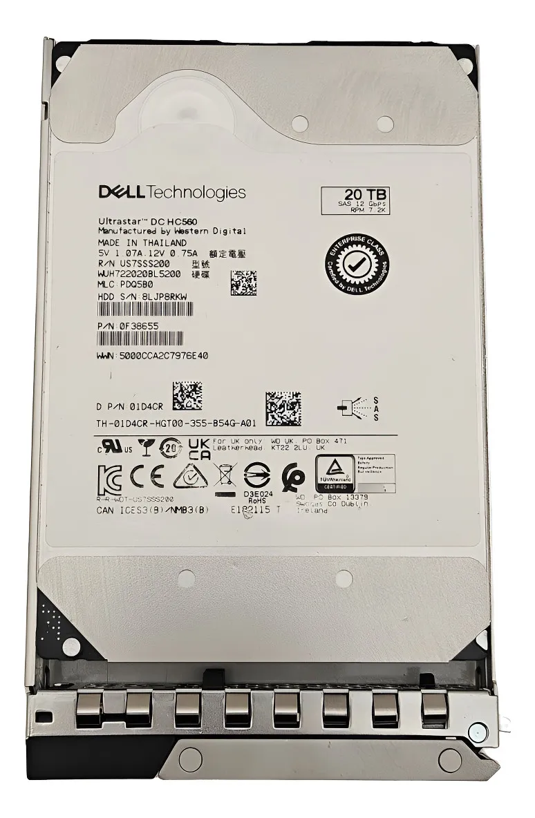 HD DELL ULTRASTAR DC HC560 20TB, 1D4CR, 3.5, SAS, 7.2K, 12GBPS, R740, R750, R760, T440