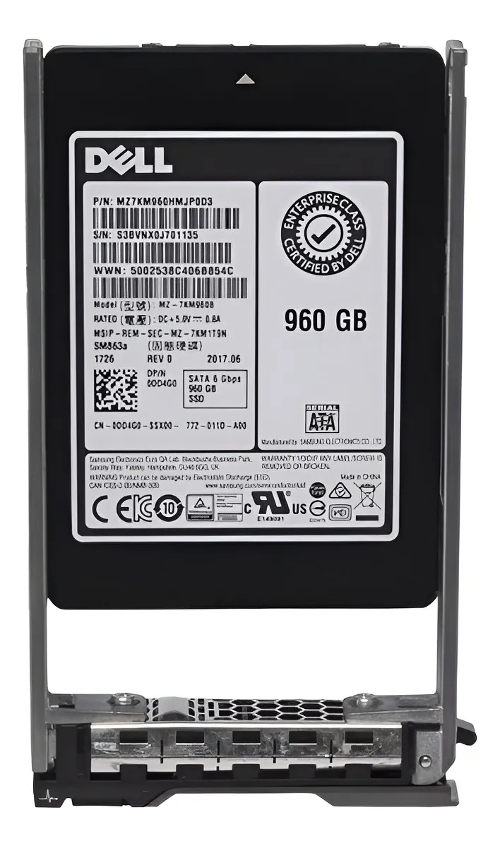 SSD DELL 960GB ENTERPRISE, DD4G0, 2.5, SATA, 6GBPS, MIXED USE, 512e, w/G176J - R610, R620, R630, R710, R720, R730