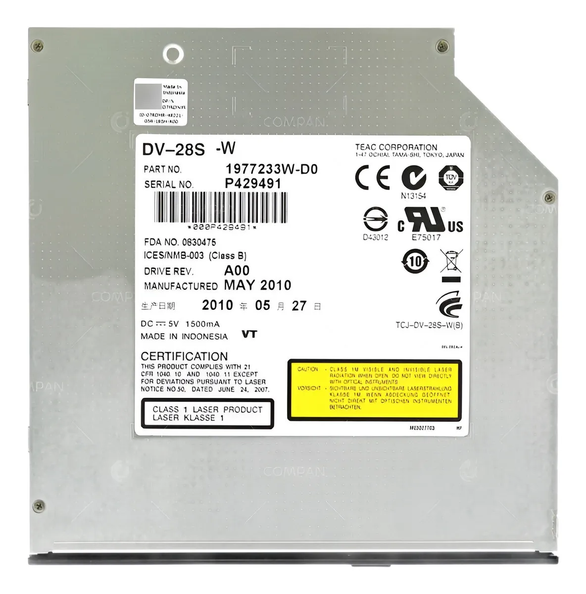 DELL POWEREDGE DVD-ROM, 07RDMR, DRIVE SATA, SLIMLINE, DV-28S, 1977233W-D0