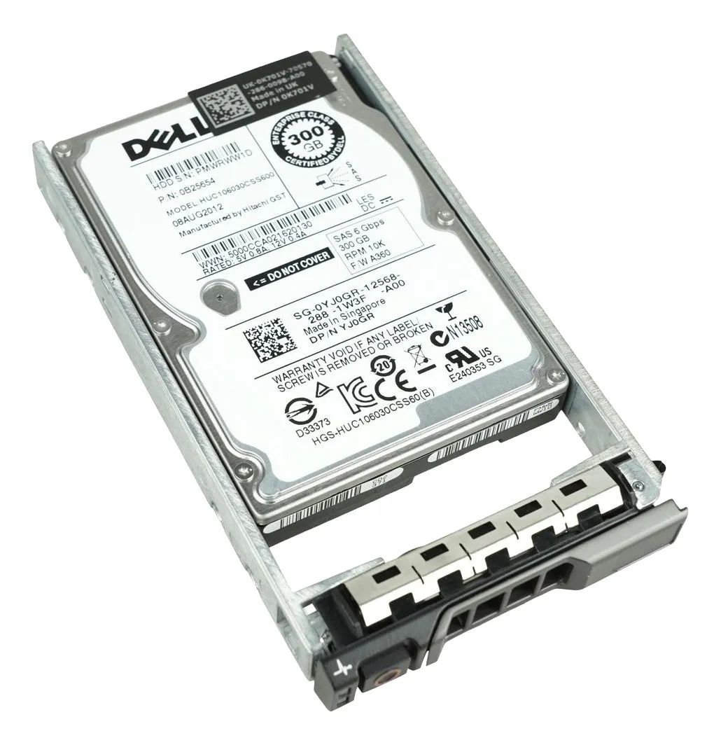 HD DELL 300GB, YJ0GR, 2.5, SAS, 10K, 6GBPS, R610, R720, R830