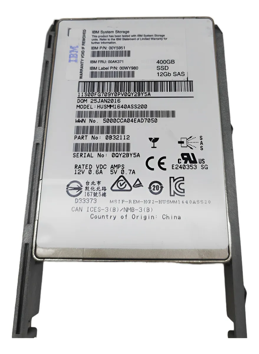 SSD IBM 400GB, 00AK371, 2.5, SAS, 12GBPS, V5000, V7000