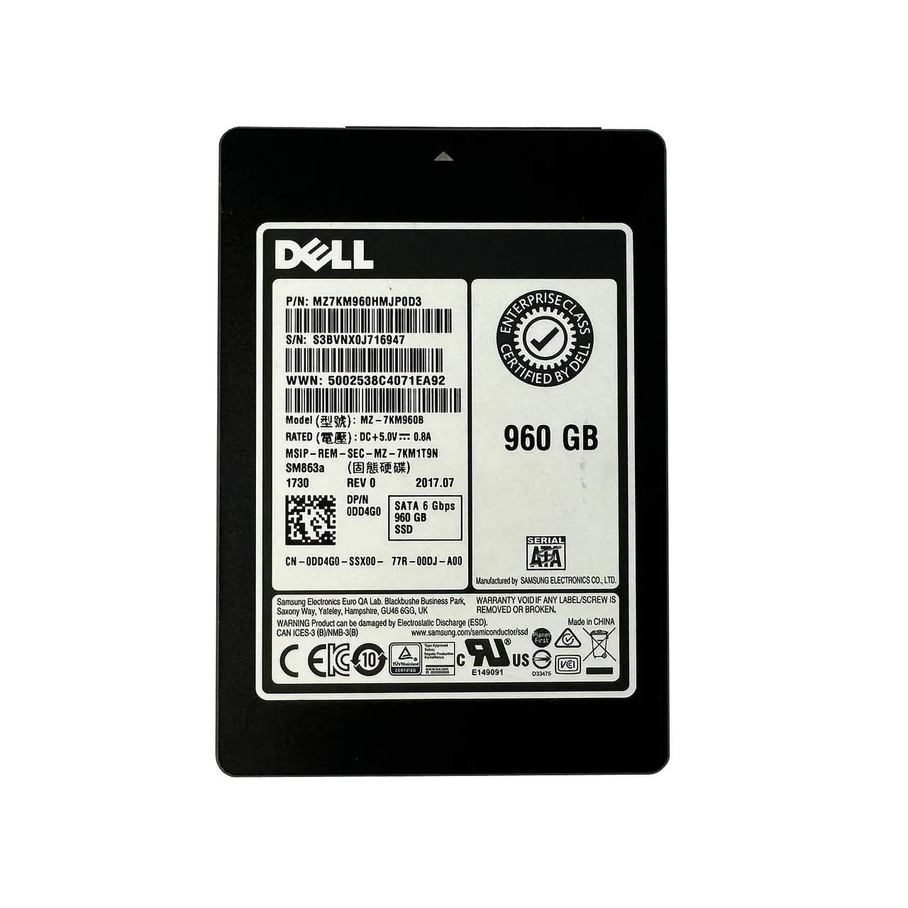 SSD DELL 960GB ENTERPRISE, DD4G0, 2.5, SATA, 6GBPS, MIXED USE, 512e
