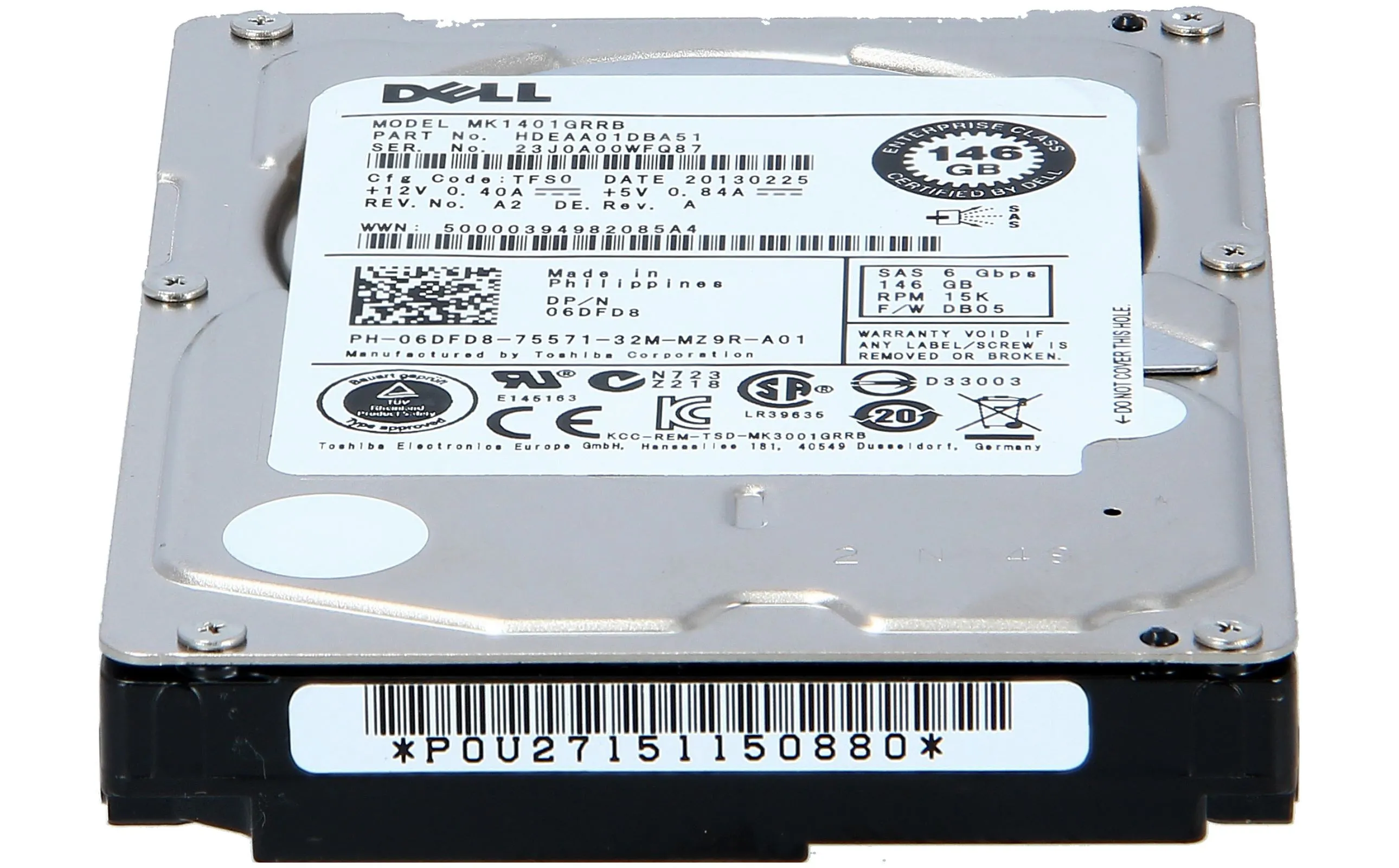 6DFD8 DELL 146GB 15K SAS 2,5 HDD