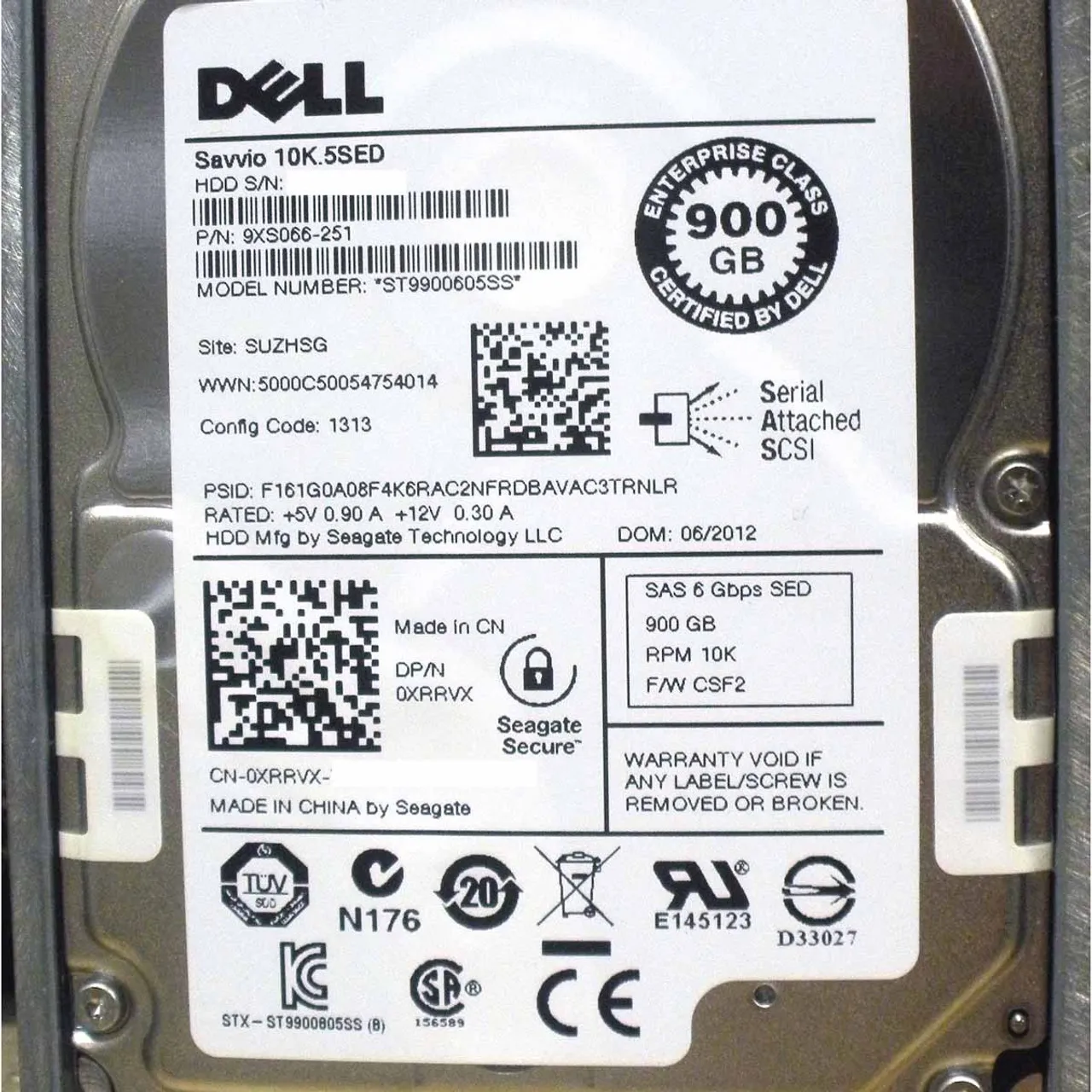 XRRVX DELL 900GB 10K 6G 2,5INCH SAS HDD