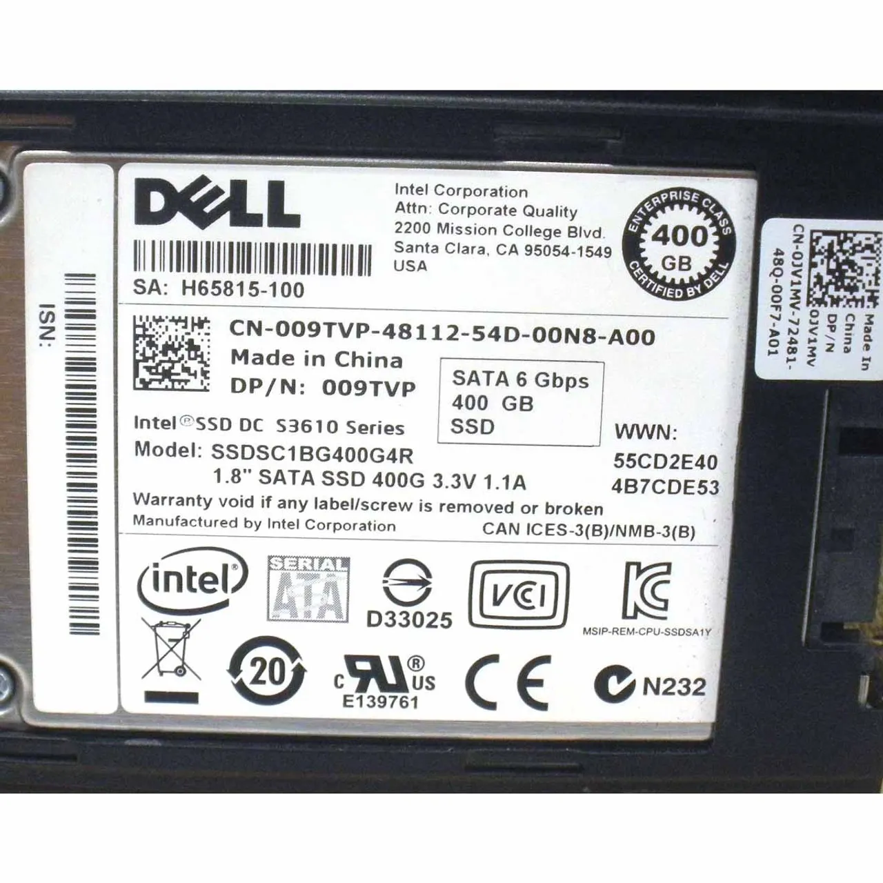 09TVP DELL 400GB 6G 1,8INCH MLC SATA SSD