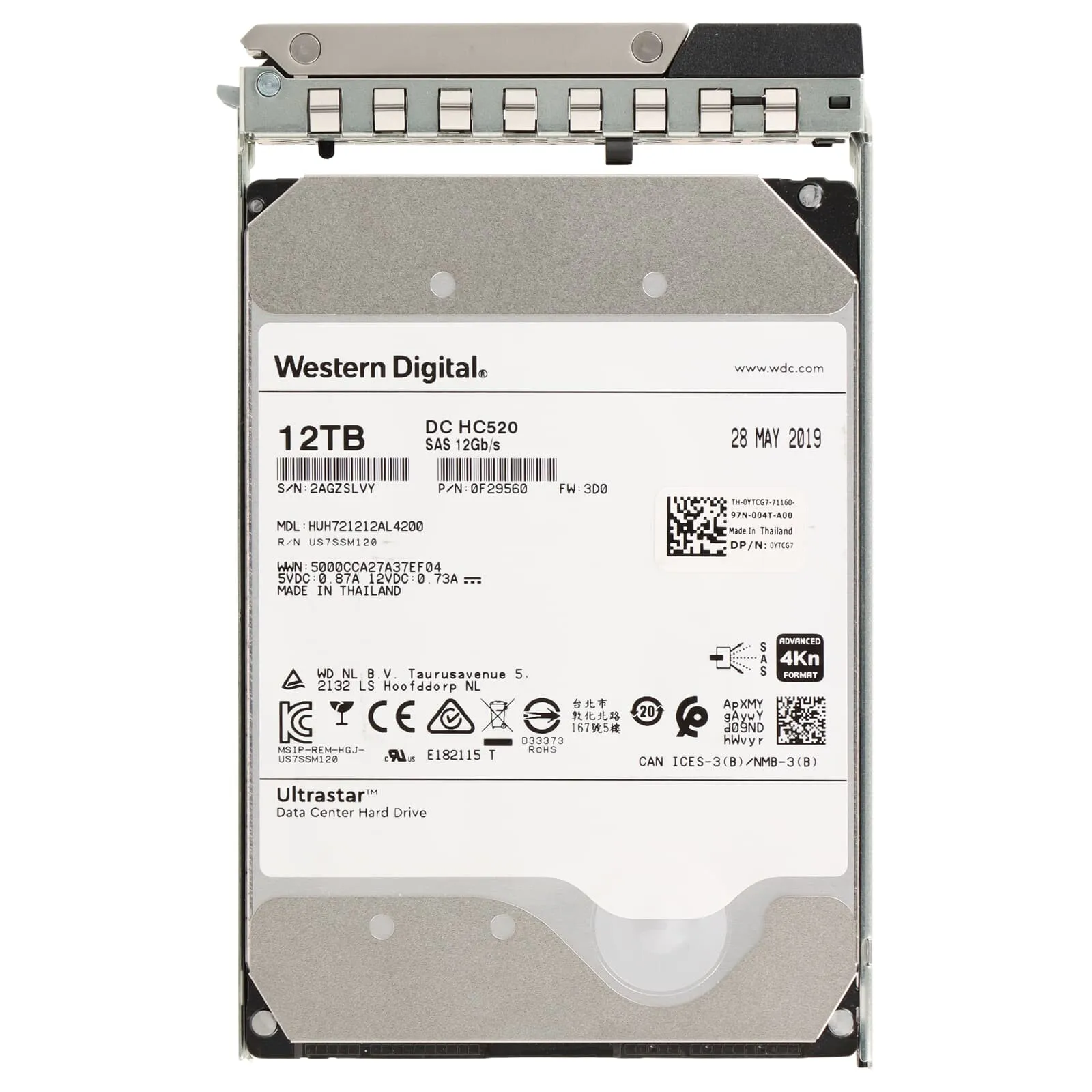 YTCG7 Dell 12TB 7.2K 12G SAS 3.5 4Kn