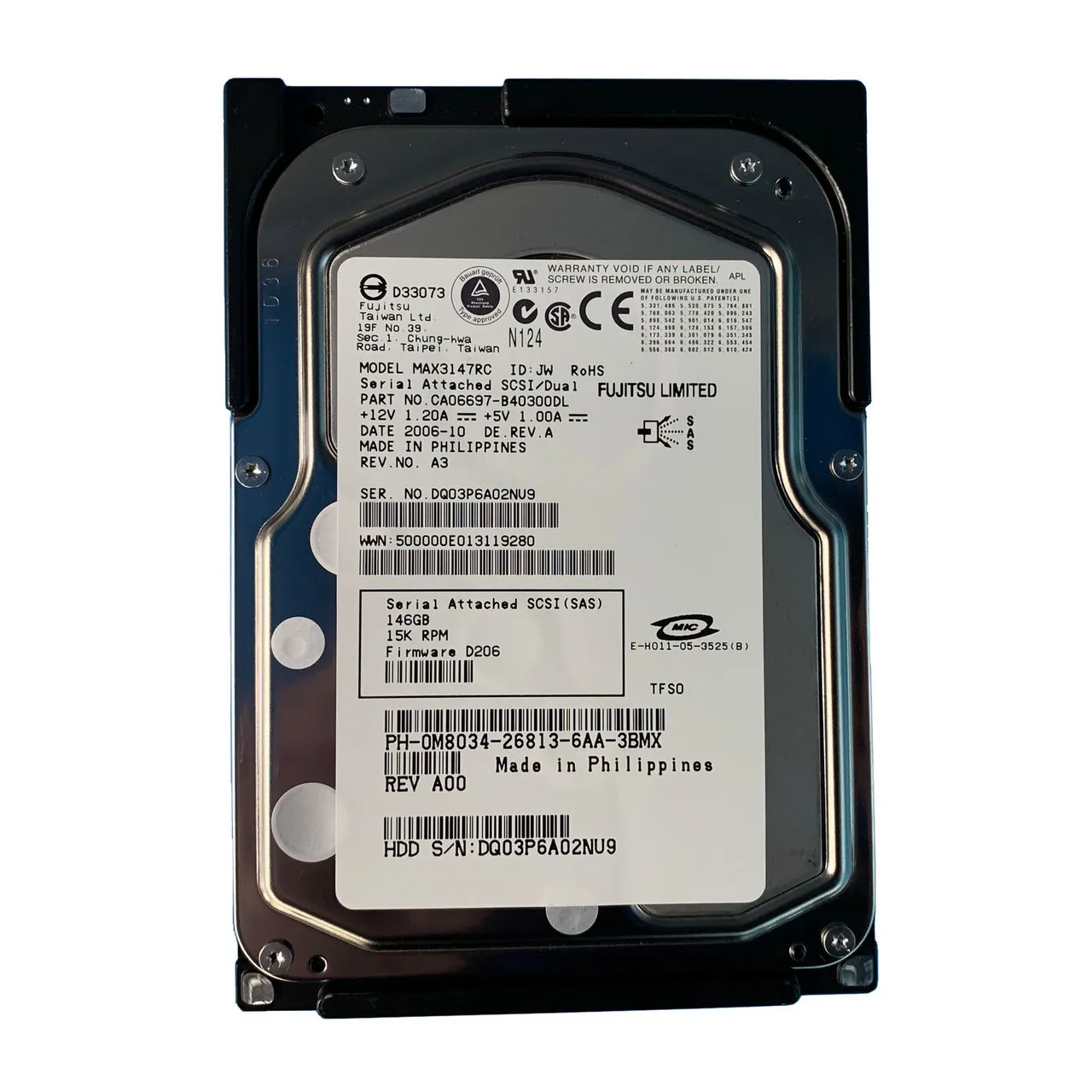 TN937 Dell Disk 146GB 15K 6G SAS 3.5