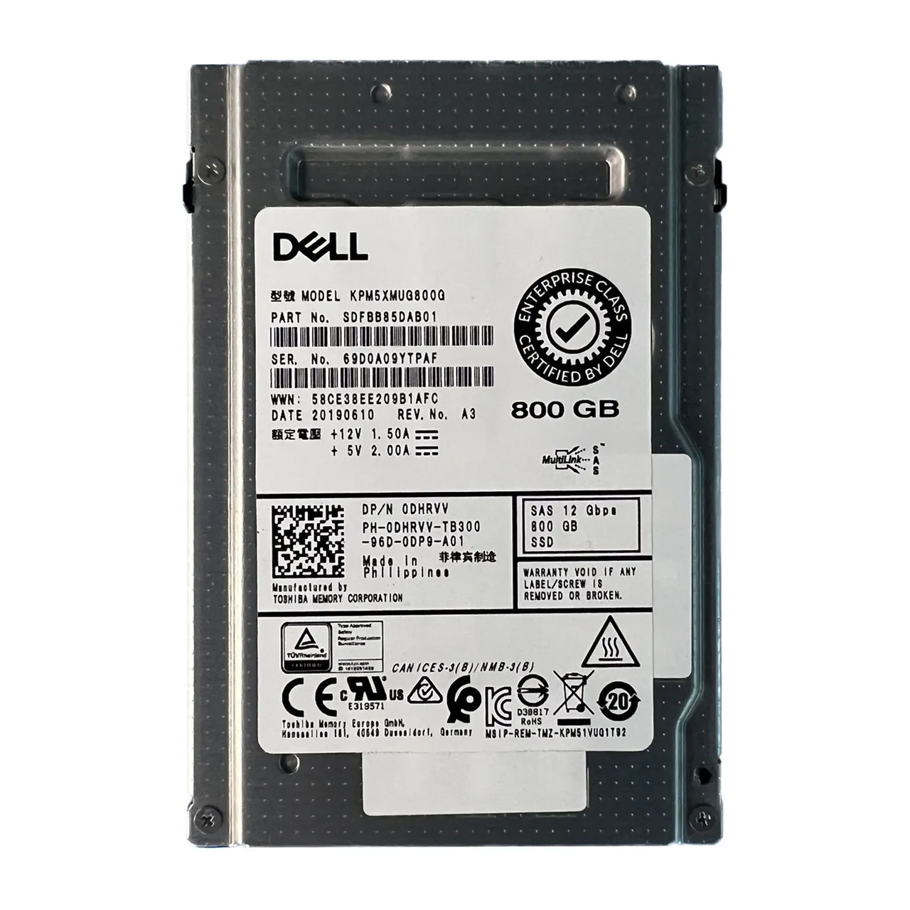 DHRVV DELL 800GB 12G 2.5INCH WI SAS SSD