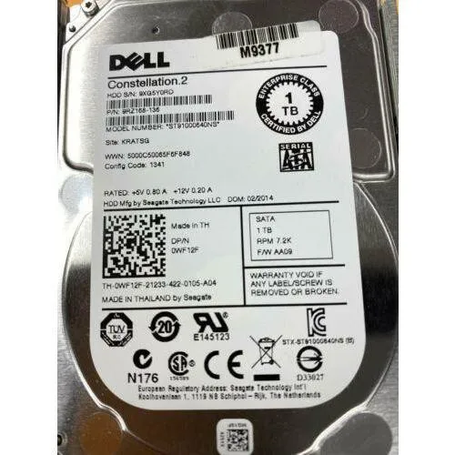 9KW4J DELL 1TB 7.2K 6G 2.5INCH SATA HDD