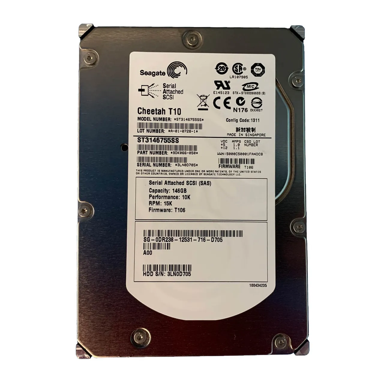 DR238 DELL 146GB 10K 3.5IN SAS HDD