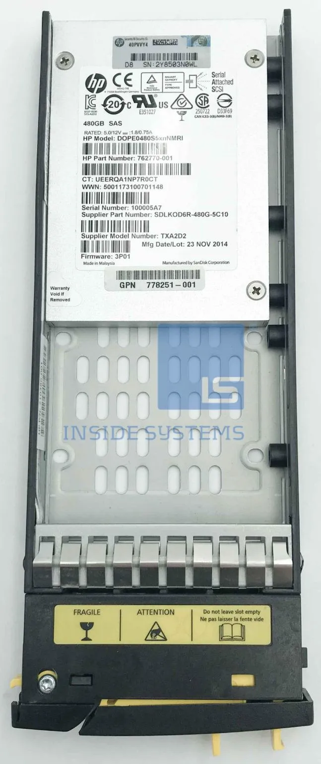 E7Y55A HPE 3PAR 480GB 6G 2.5INCH SAS SSD