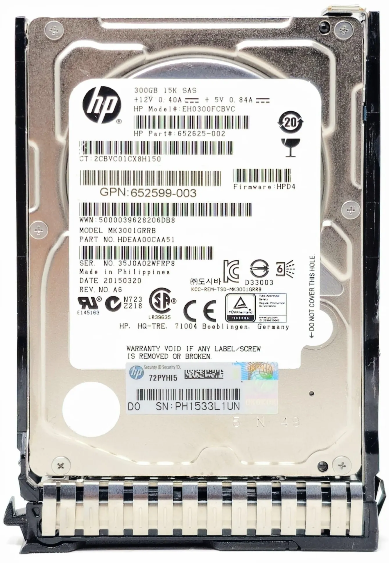 507129-019 HP HP 300GB 6G SAS 15K SFF (2.5in) HDD