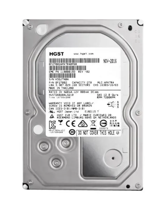 HUS726020ALS210 HGST ULTRASTAR 7K6000  2TB SAS 12G 3,5INCH HDD