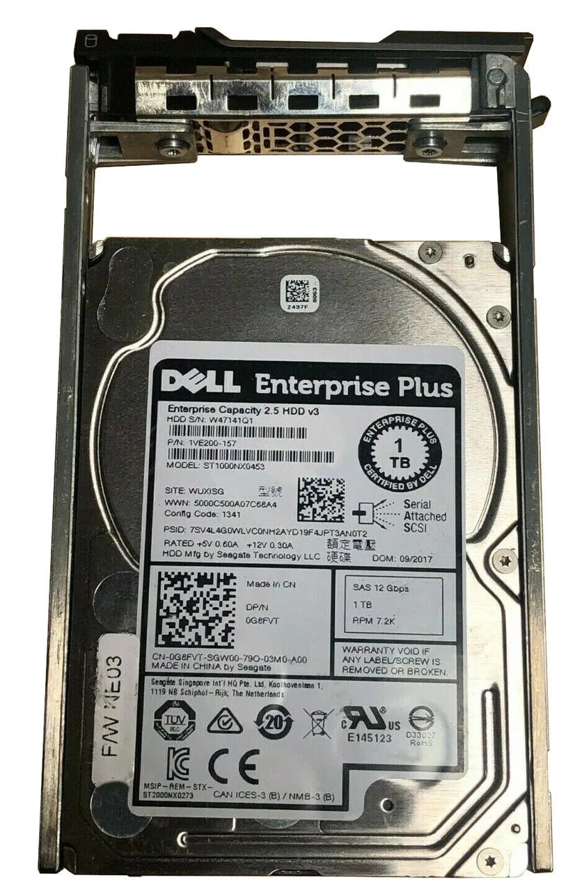 G8FVT DELL 1TB 7,2K 12G 2,5INCH SAS HDD