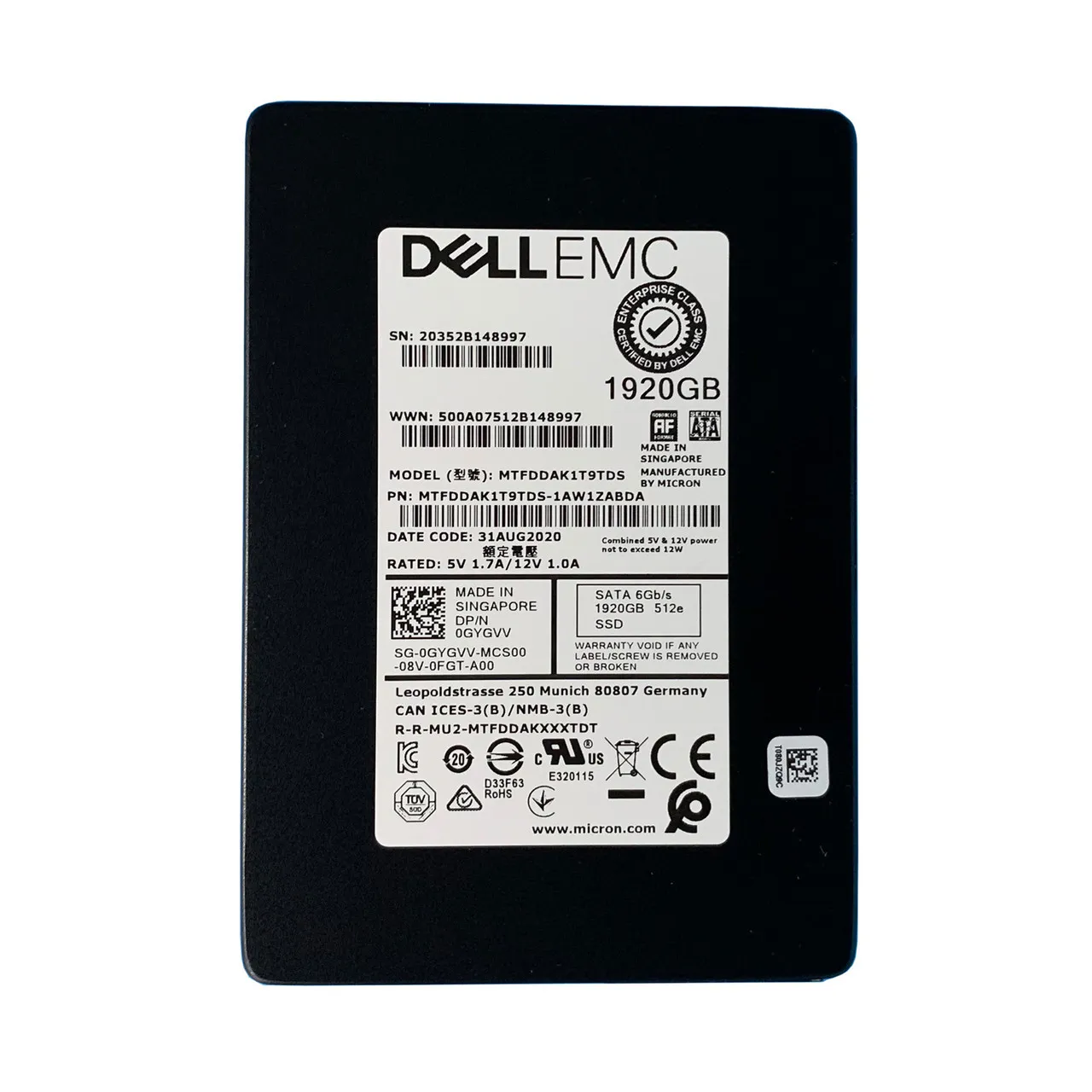 GYGVV DELL 1,92TB 6G 2,5INCH SATA SSD