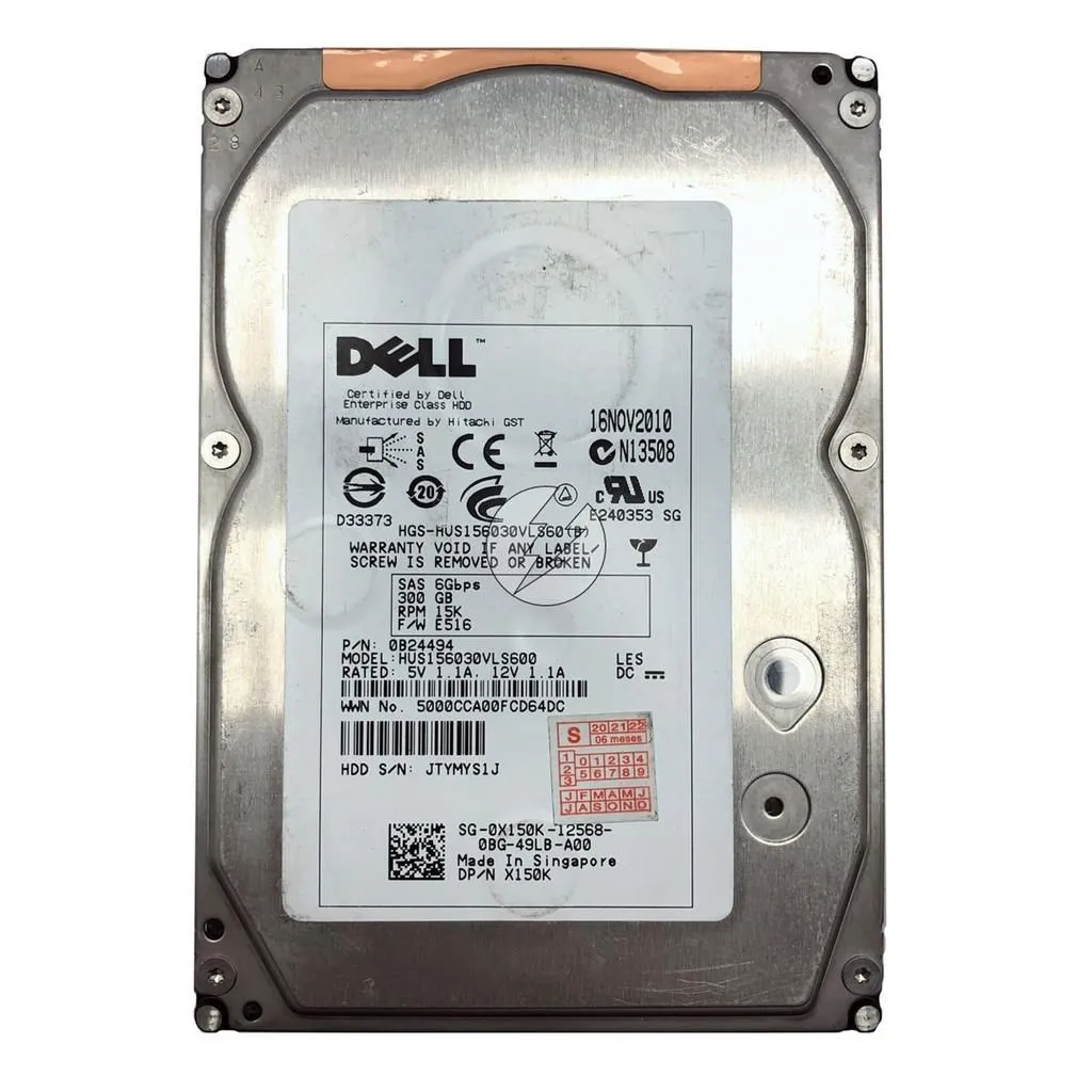 HD Dell 300GB 3,5' SAS 15K: HUS156030VLS600