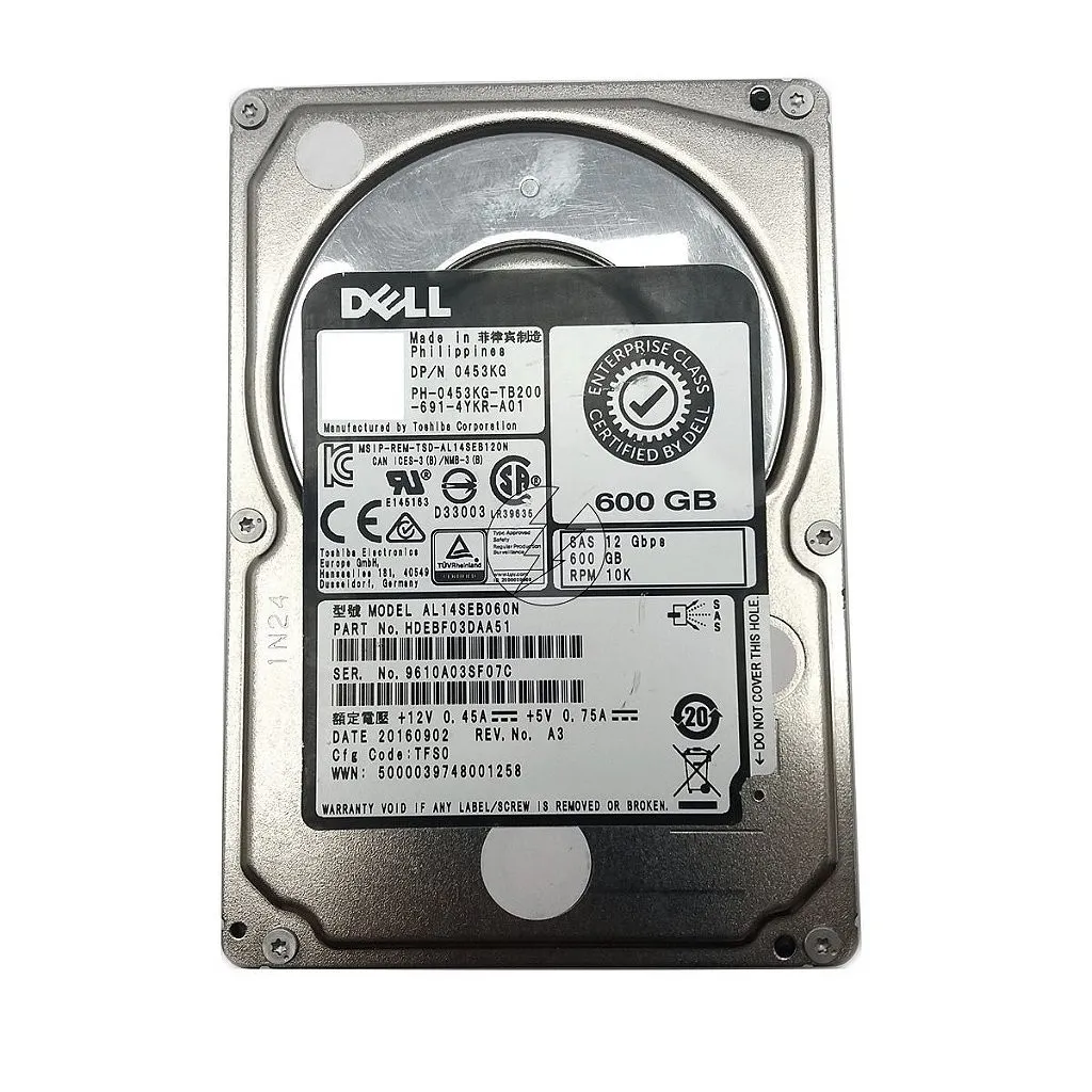 HD Dell HDEBF03DAA51 0453KG: 600GB, SAS 2,5' 10K