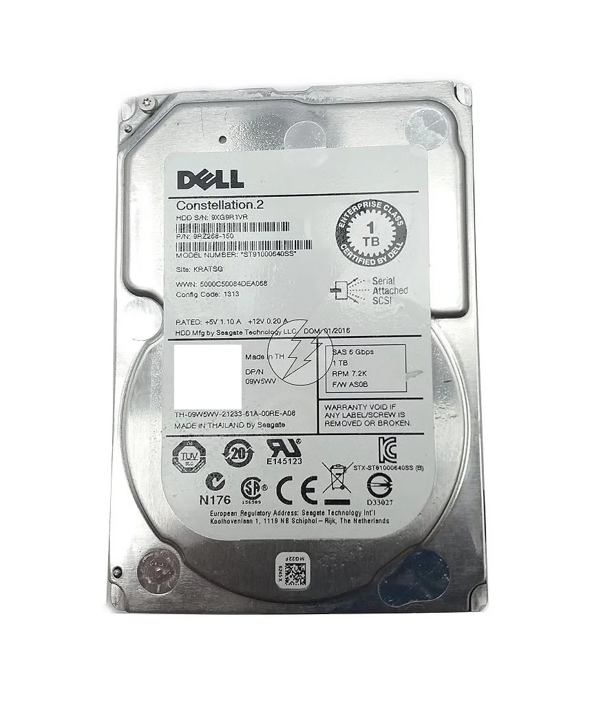 HD Dell ST91000640SS 9RZ268-150 09W5WV: 1TB, SAS 2,5' 7,2k
