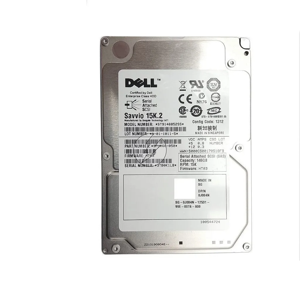 HD Dell ST9146852SS 9FV066-050 0J084N: 146GB, SAS 2,5' 15K