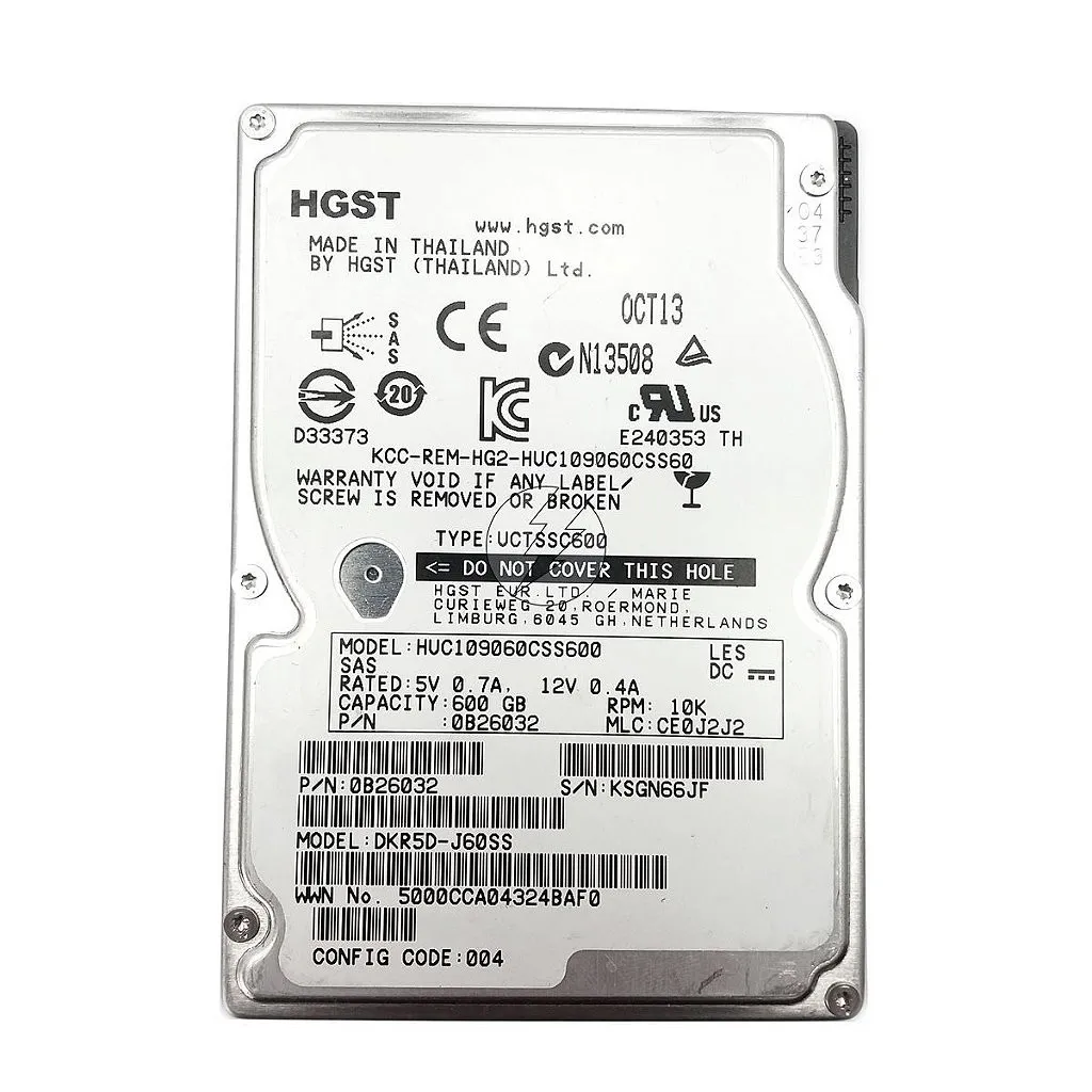 HD HGST HUC109060CSS600 0B26032: 600GB, SAS 2,5' 10K
