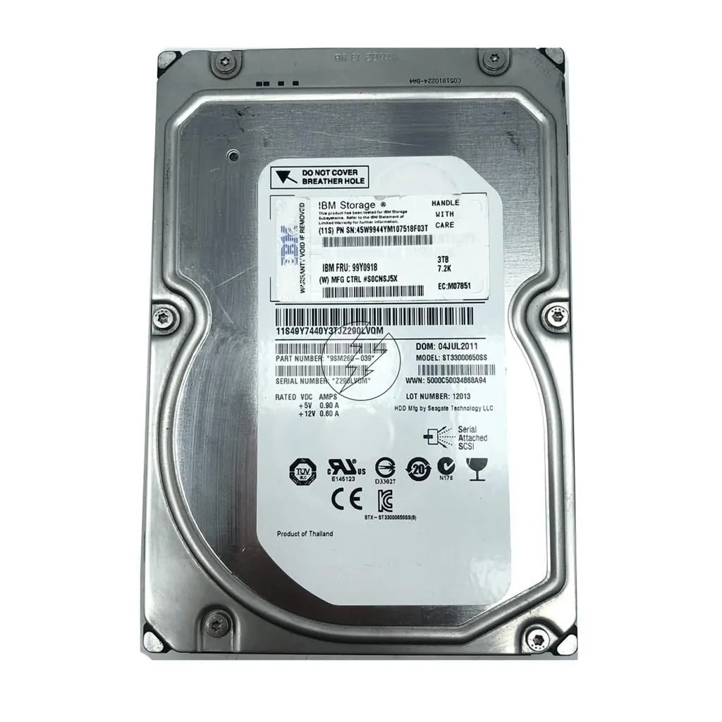 HD IBM de 3 Terabyte, SAS, 3,5', 7,2K - para Servidor