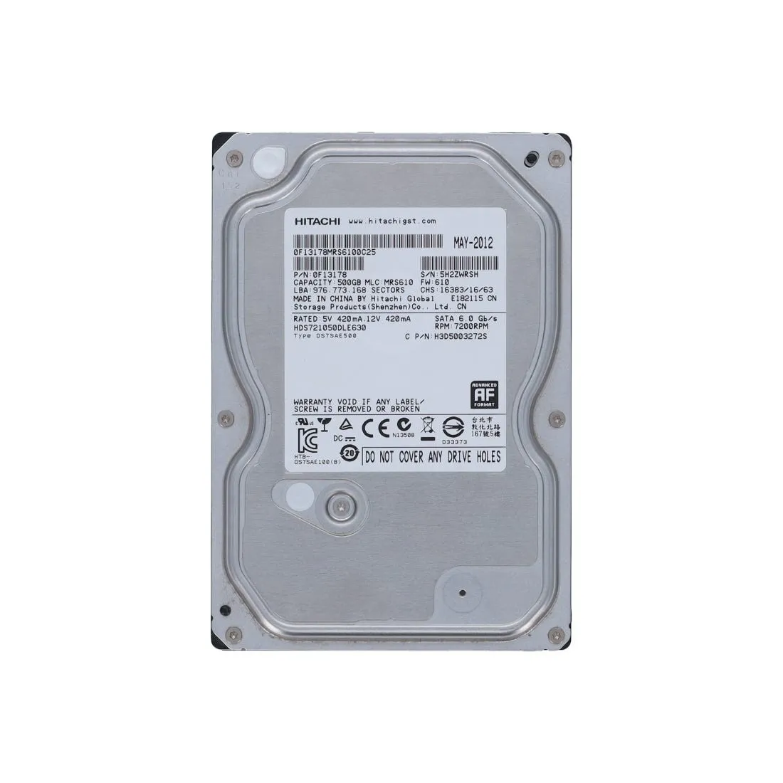 HDS721050DLE630 HITACHI 500GB 7.2K 6G 3.5INCH SATA HDD