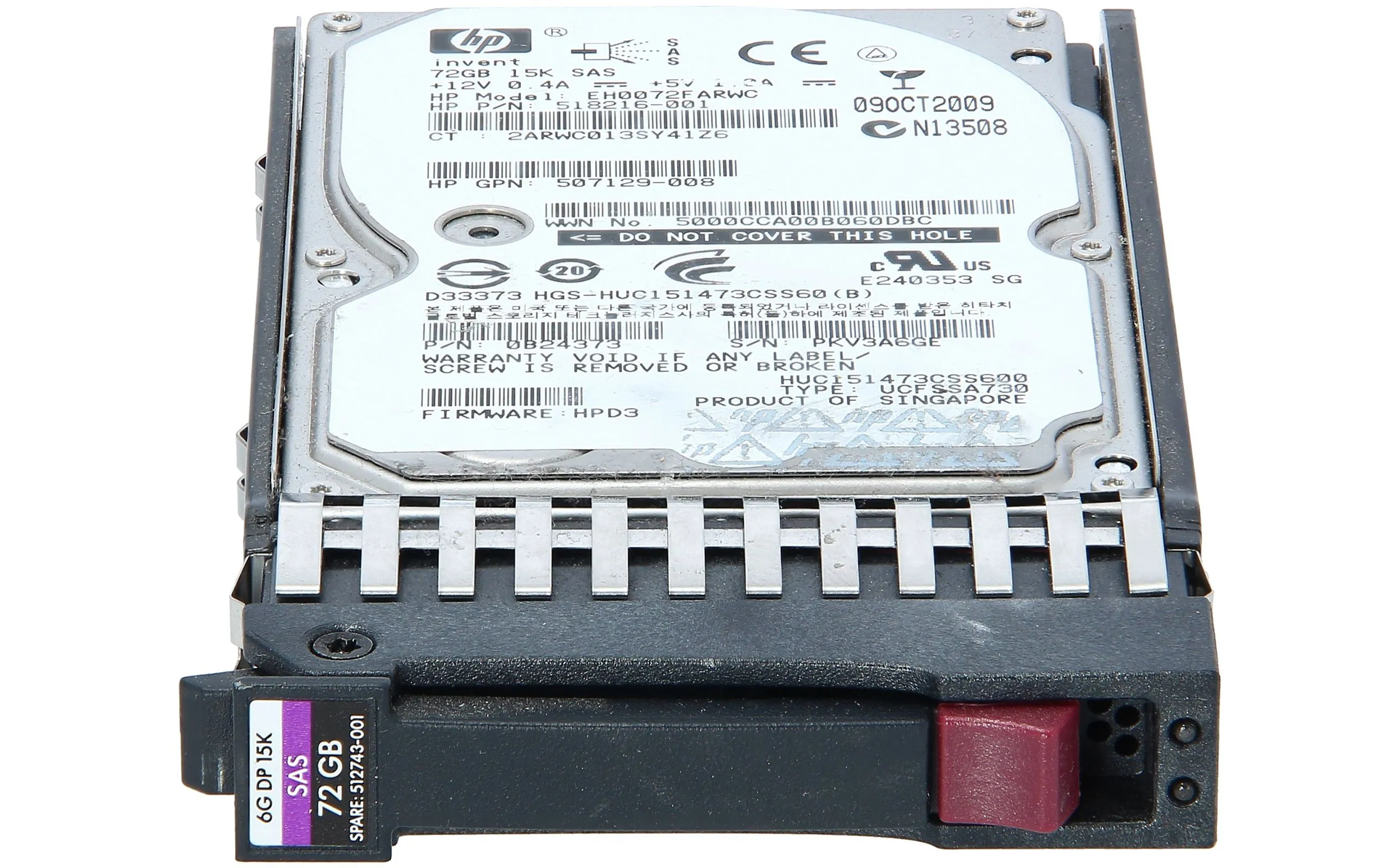 512545-B21 HP 72GB 15K DP 6G 2.5IN SAS HOTSWAP HDD