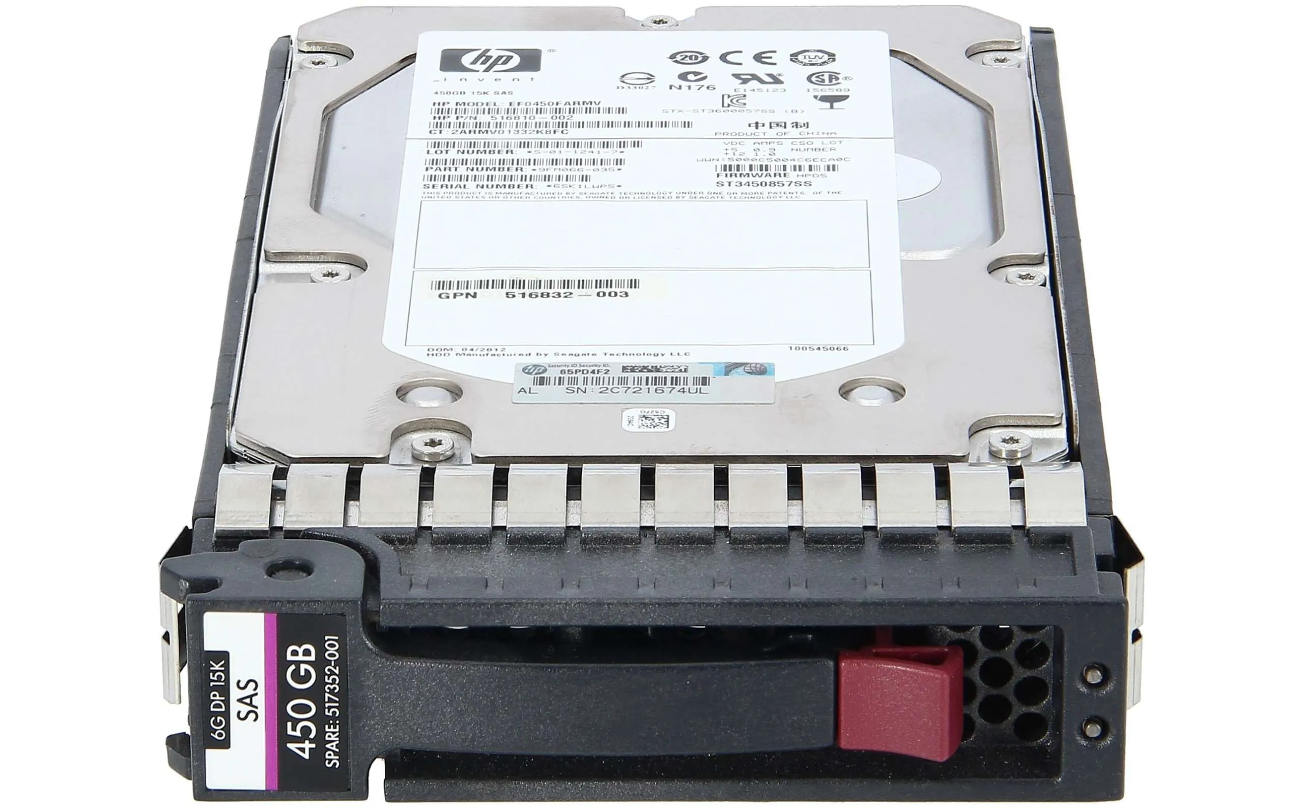 516816-B21-NL HP 450GB 6G SAS 15K 3,5INCH DUAL PORT HDD NO LABEL