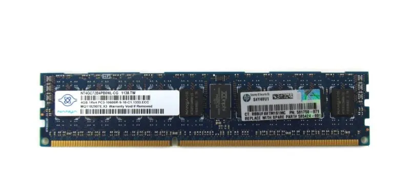595424-001 HP HP SPS-DIMM.4GB PC3-10600R.512Mx4.RoHS
