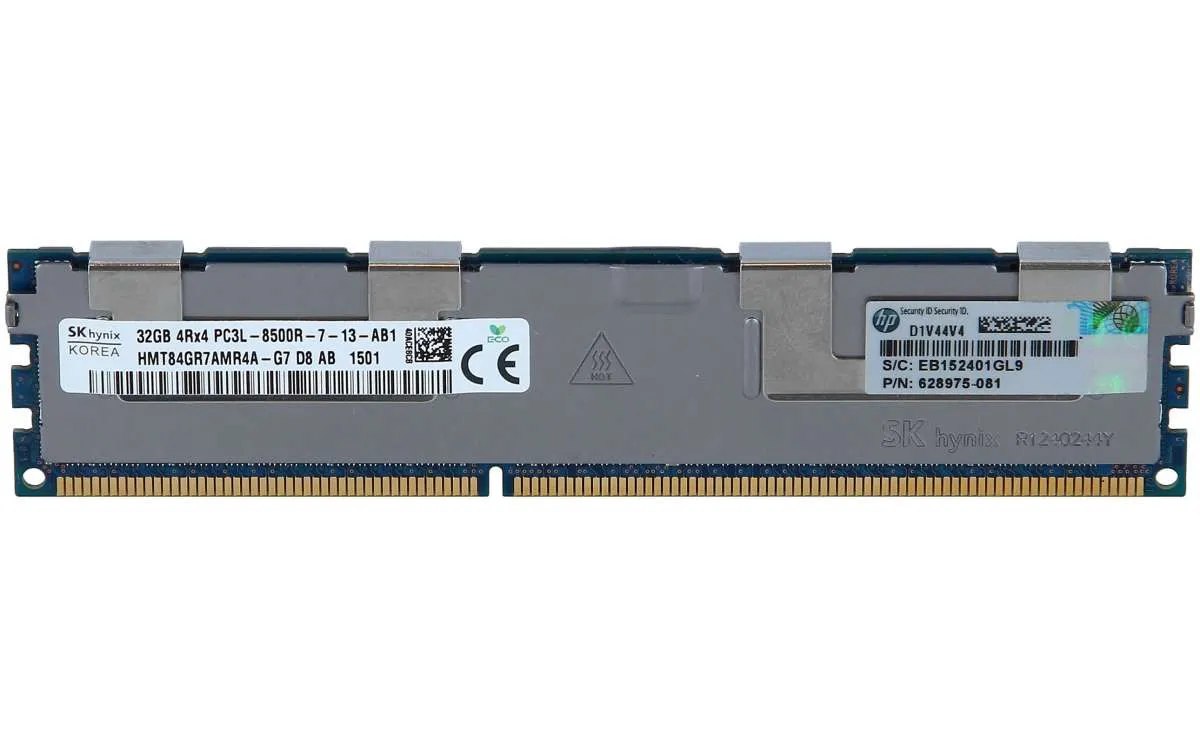 627814-B21 HP 32GB (1*32GB) 4RX4 PC3L-8500R DDR3-10666MHZ RDIMM