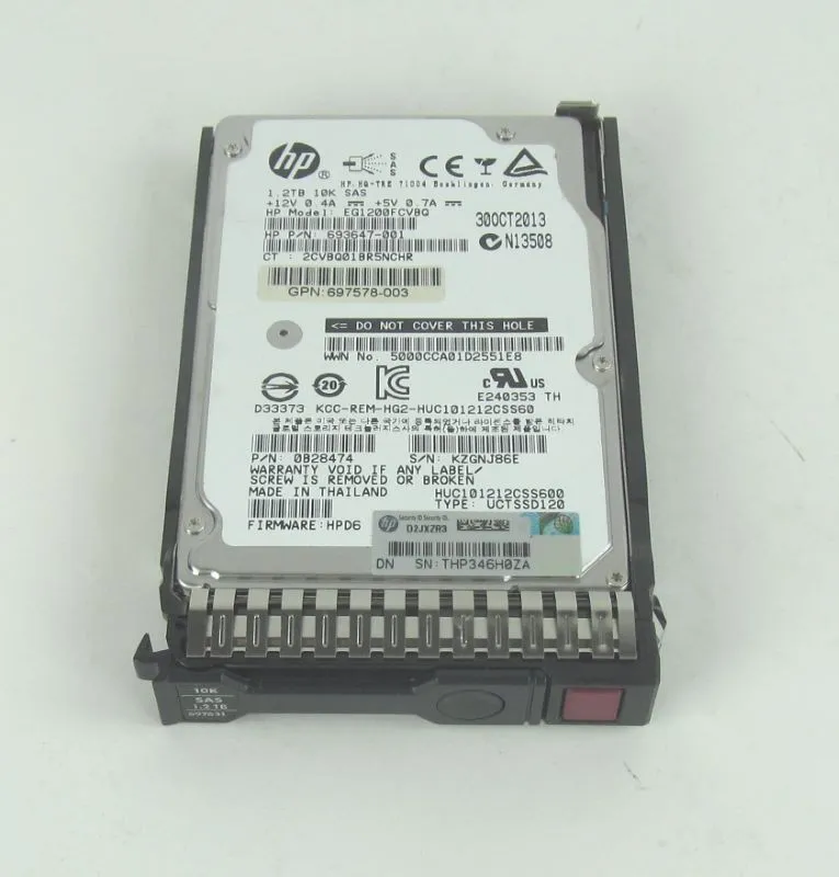 697574-B21 HP HP 1.2TB SAS 6G 10K SFF (2.5in) SC HDD