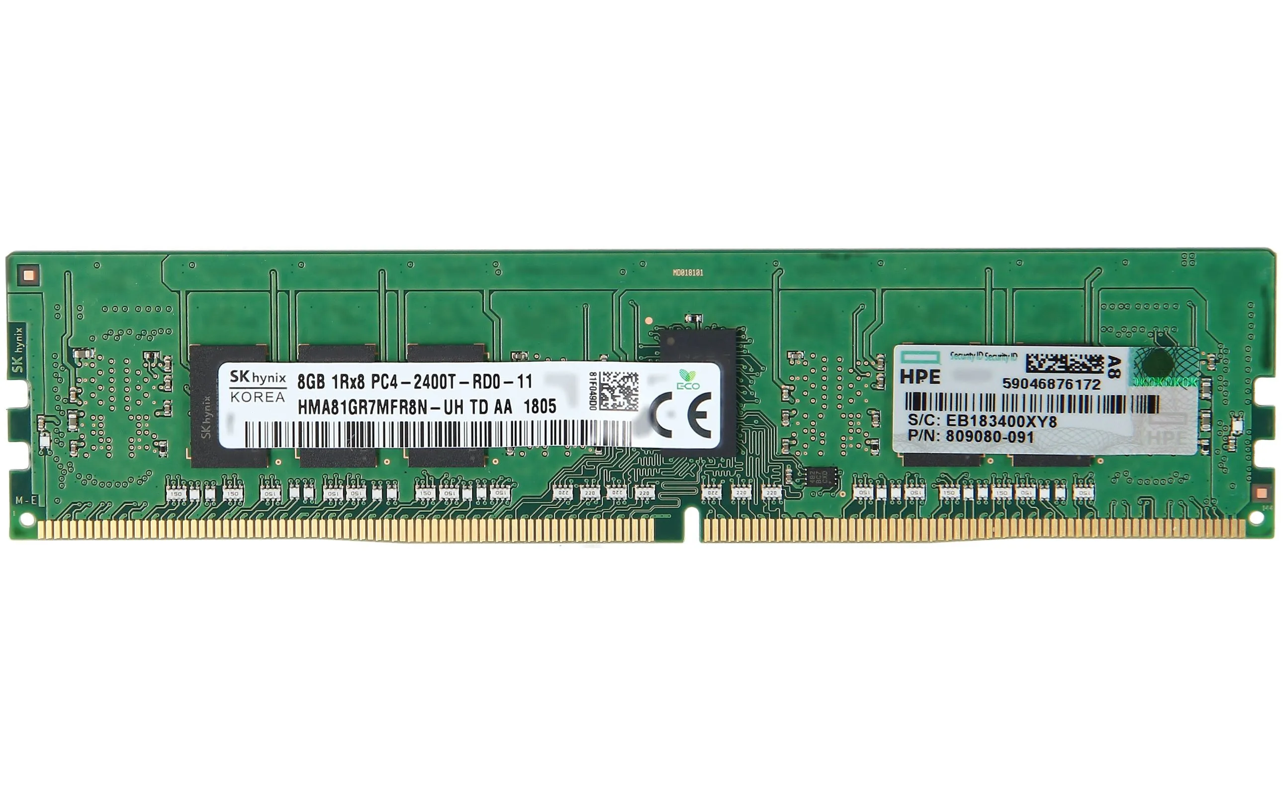 805347-B21 MICRON 8GB (1*8GB) 1RX8 PC4-19200T-R DDR4-2400MHZ 1,2V RDIMM