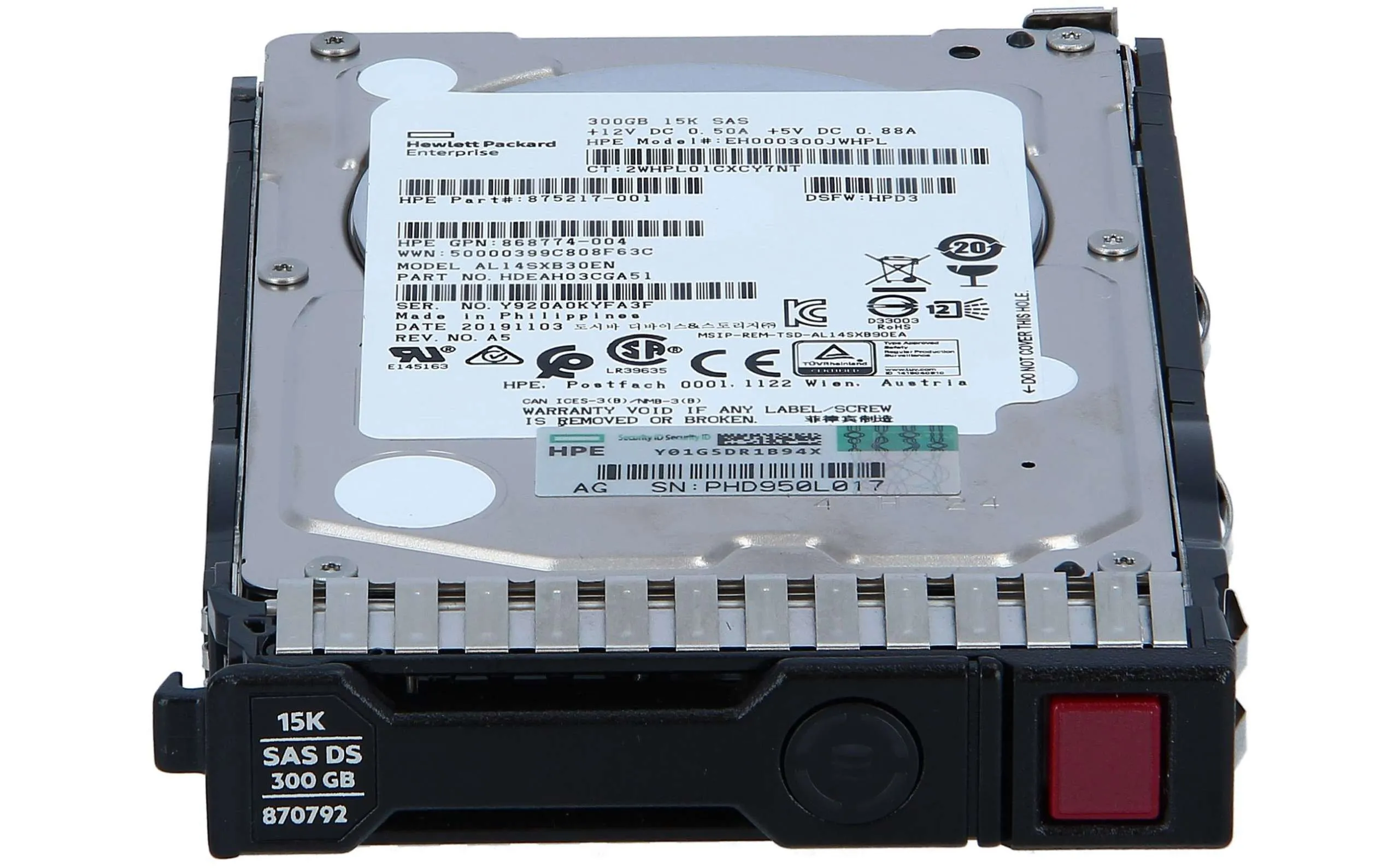 870753-B21 HPE 300GB SAS 12G Enterprise 15K SFF (2.5in) SC HDD