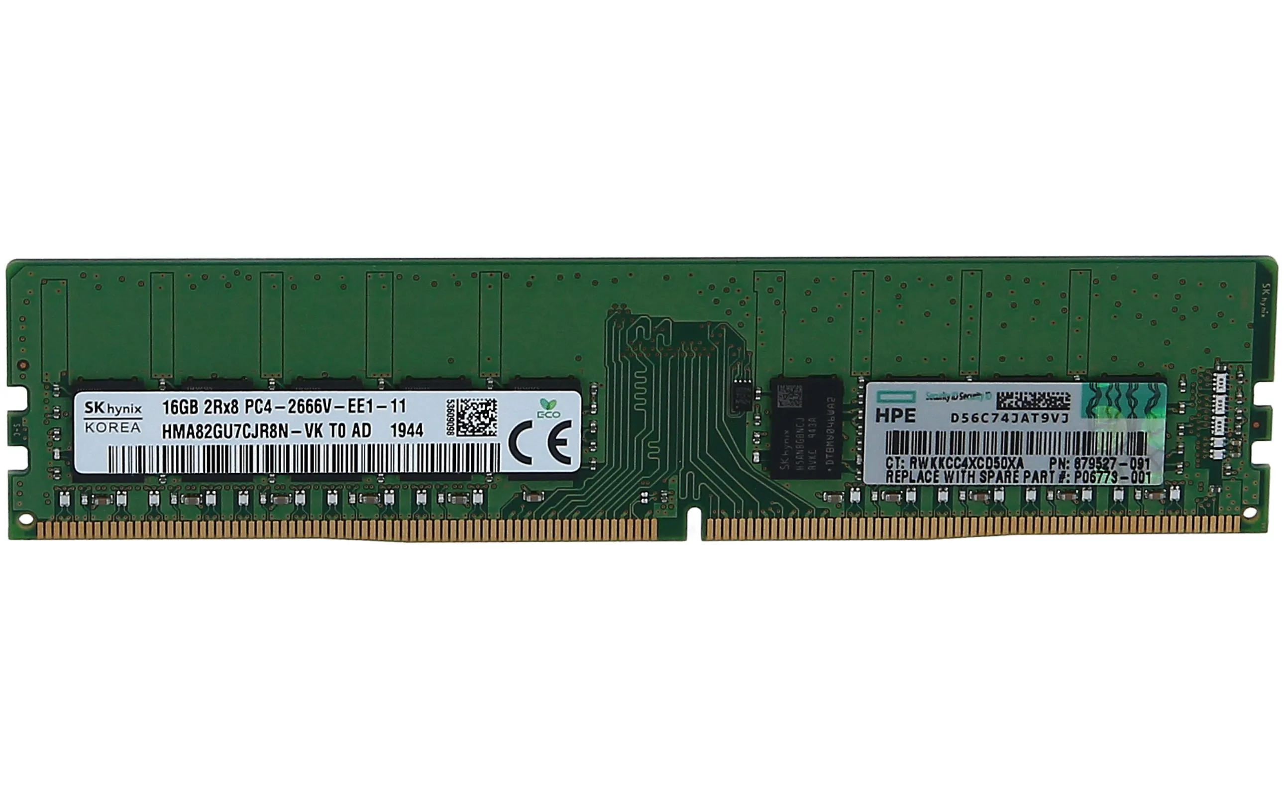 879507-B21 MICRON 16GB (1*16GB) 2RX8 PC4-21300V-E DDR4-2666MHZ ECC UDIMM