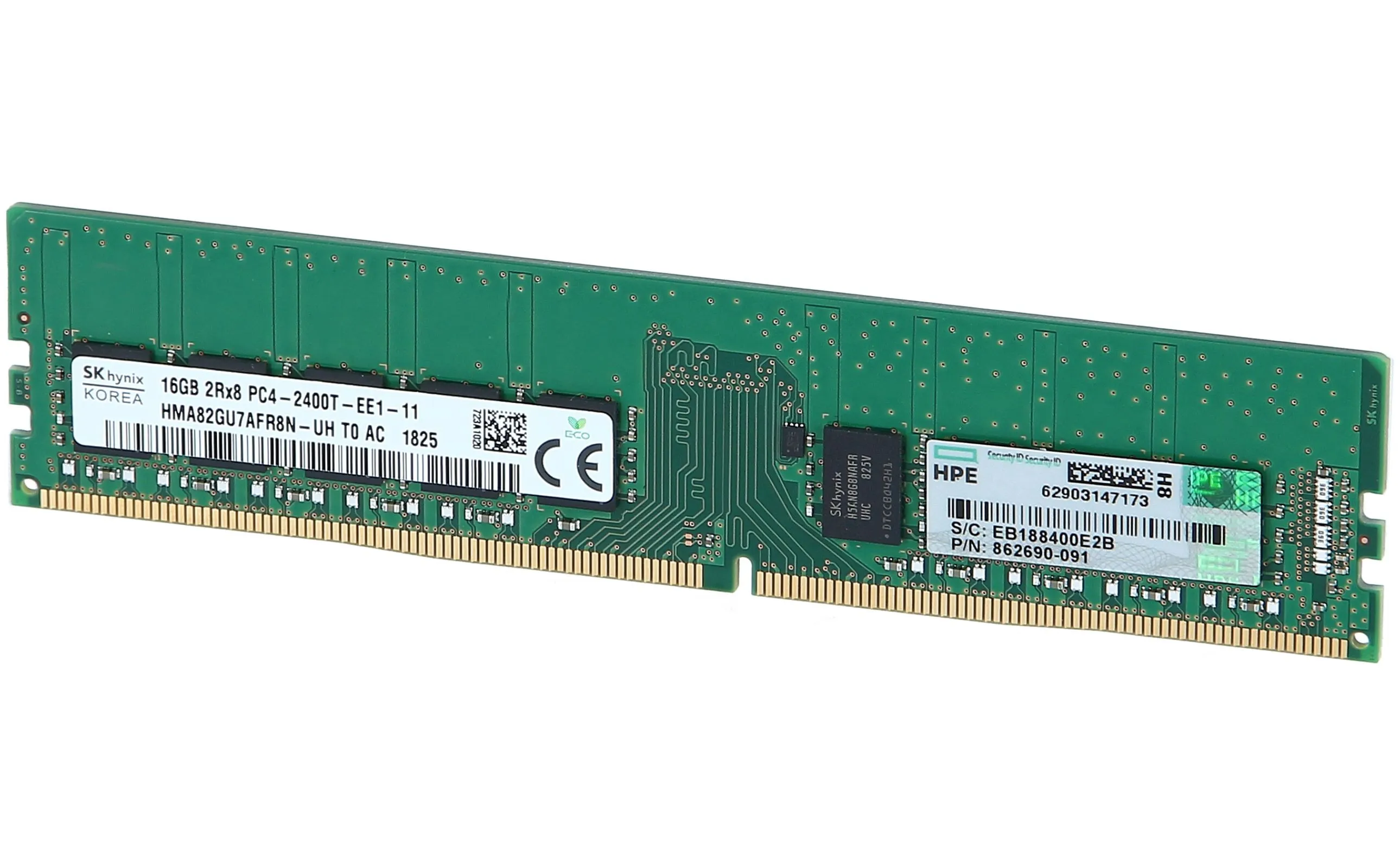862976-B21 MICRON 16GB (1*16GB) 2RX8 PC4-19200T-E DDR4-2400MHZ ECC UDIMM