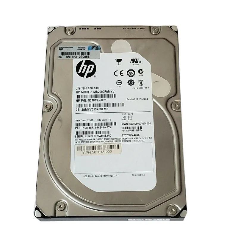 704861-001 HP HP 2TB SATA 6G 7.2K Midline LFF (3.5in) SC HDD